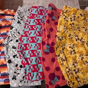 Lularoe Mickey Mouse Disney Print Leggings EUC 5 pairs Tween Juniors